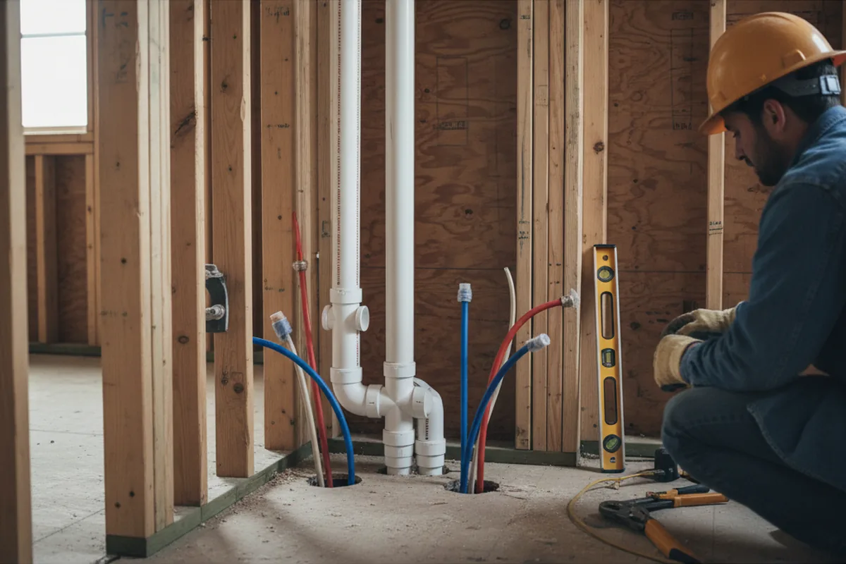 Drain and supply rough-in during Leak Detection in Perkasie